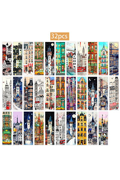 Choice 32 قطعة من علامات التبويب الملونة بتصميم معماري للمدن، بأسلوب الألوان ...