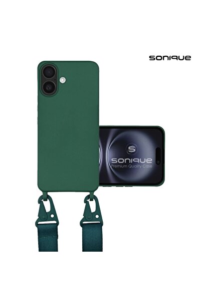 Sonique Θήκη Σιλικόνης με Strap CarryHang Apple iPhone 16 Plus Πράσινο Σκούρο