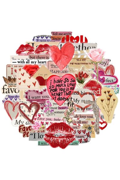 Choice 50pcs 50Pcs Cartoon Love Confession Phrases Stickers Romantic Valentin...