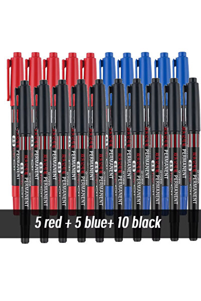 Choice3 5red5blue10black 20Pcs/Set Black/Blue/Red Double Tip Markers For Meta...