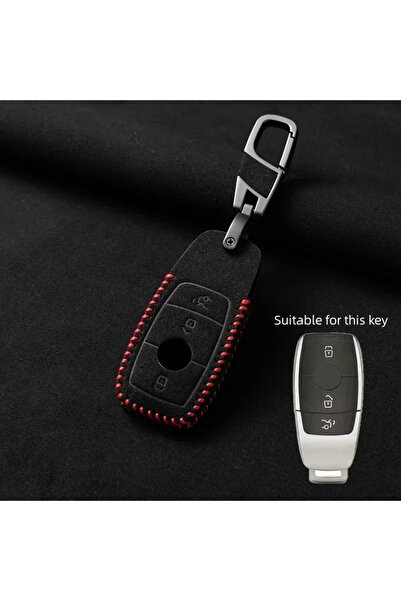 choice2 D Type 3 Button Red Leather Car Remote Key Case Cover for Mercedes Be...