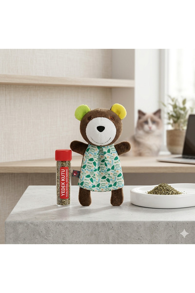 petbutik35 Extra Matatabi Teddy Bear Cat Toy with Spare Box - Rustling Sound