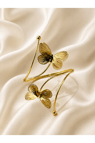 SERENİTY BİJUTERİ Butterfly Kelebek Model Gold Renk Ayarlanabilir Şık Pazu Bi...