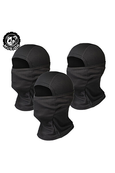 Choice4 Black x 3 Musion Face Balaclava Full Face Mask Windproof Sun Protecti...
