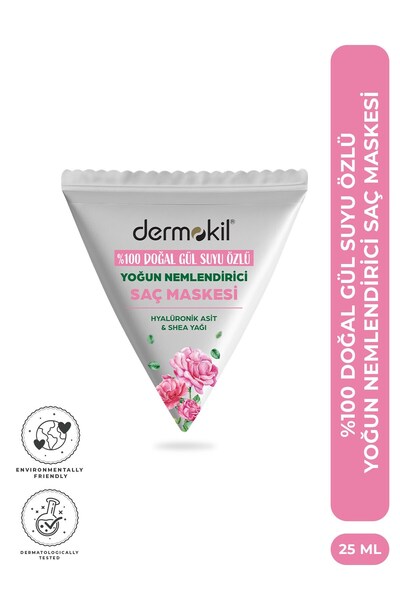 Dermokil %100 Doğal Gül Suyu Yoğun Nemlendirici Saç Maskesi 25 ml