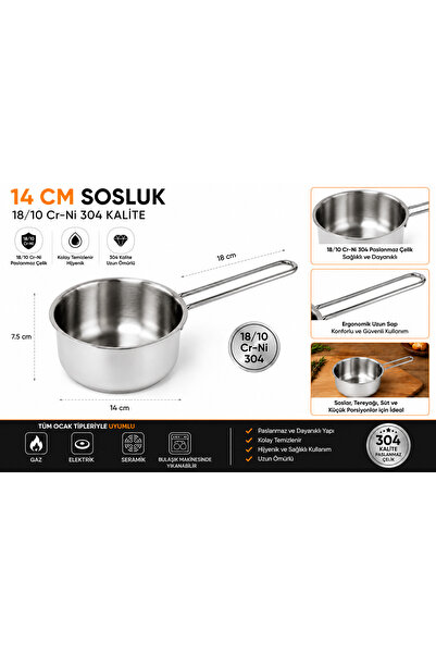 Hazal Çelik Sosluk-Sütlük 14 cm Kapaksız Nehir