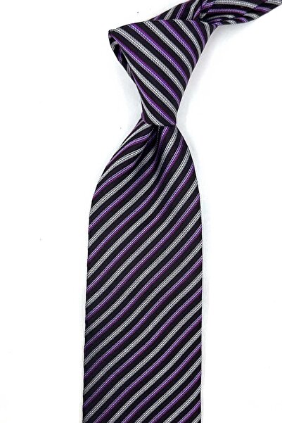 Kravatkolik Brown Striped Silk Tie İk2430