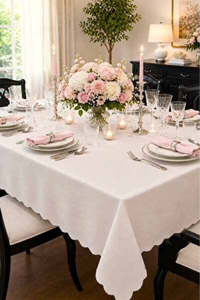 Hevia Home Dining Table Cover Seamless Simple and Stylish White Tablecloth New Model Design