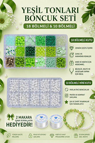 By MO Accessories Zelene perle i set bisernih perli za pravljenje narukvica i...