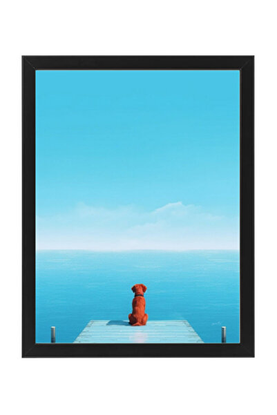 Boomah Accessories Dog Minimalist Ocean View, Blue Skies Poster with Frame 30...