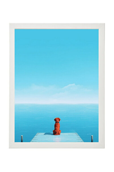Boomah Accessories Dog Minimalist Ocean View, Blue Skies Poster with Frame 30...