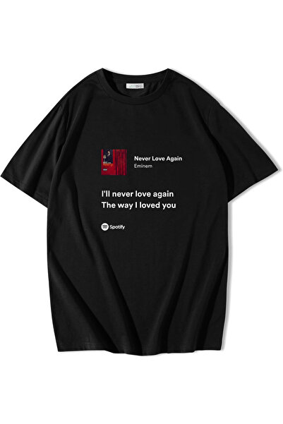 BRZ COLLECTION Tricou Unisex Oversize Never Love Again - Eminem Negru