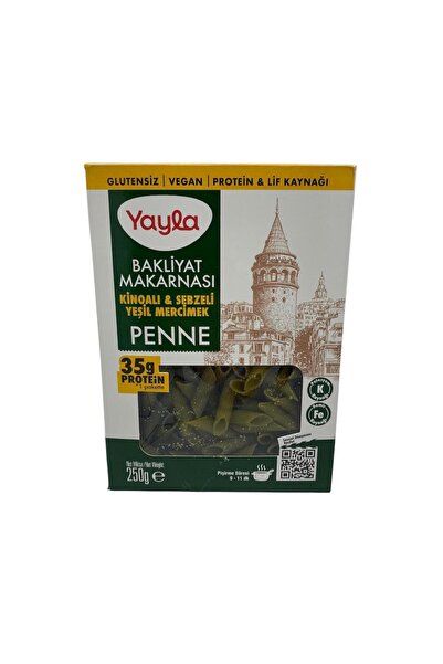 Yayla Kinoalı Sebzeli Yeşil Mercimekli Penne Makarna 250 G.