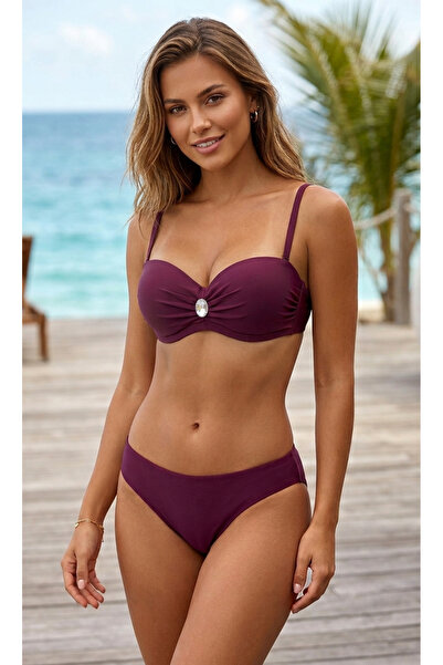 Lage Dorr Bordo Straplez Bikini Takım