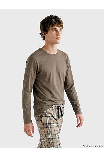 LC Waikiki Rmz Gi̇yi̇m Farkiyla Zero Roba Collar Long Sleeve Men's Pajama Top