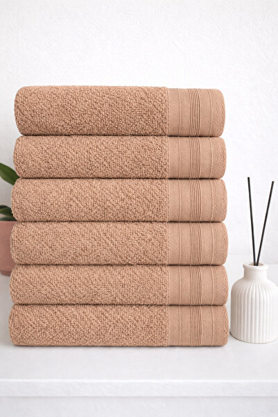 towboo Eco-Friendly 6-Pack 50X80 Cotton Hand and Face Towels (Light Brown)