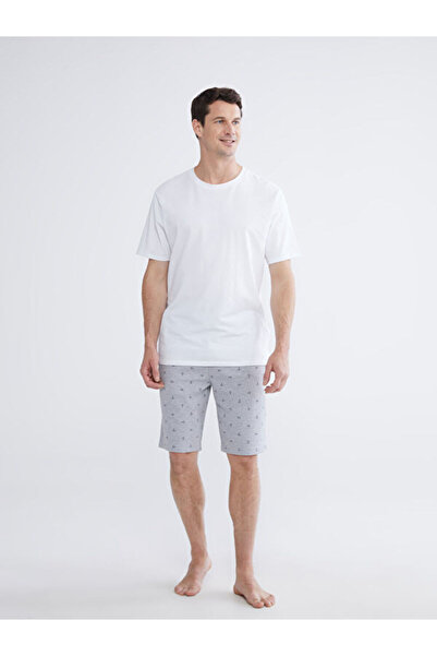 LC Waikiki Rmz Gi̇yi̇m Farkiyla Standardfit Embroidered Pajama Bottom Shorts