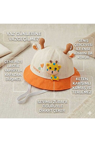 Prahar Girl's Cute Giraffe-Shaped Sun Hat with Rubber Detail under the Chin