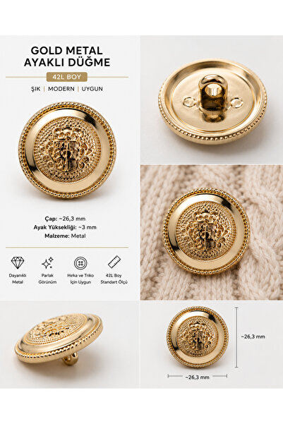 SAVIOBBT GOLD METAL DÜĞME 6LI PAKET