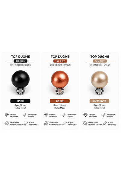 TOP DÜĞME METAL HALKALI 16L BOY 10LI PAKET BEYAZ