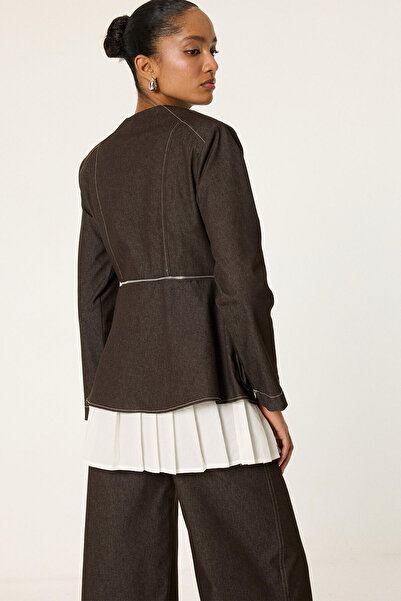 Touché Privé Denim Pleated Detail Jacket and Pants Set
