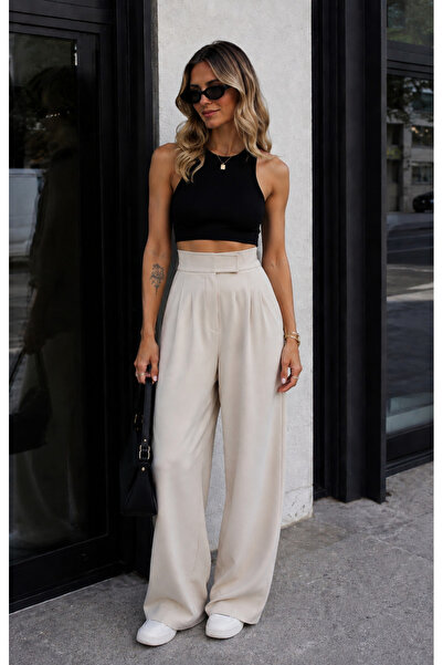 Get Crazy Women's High Waist Velcro Wide Leg Palazzo Pants