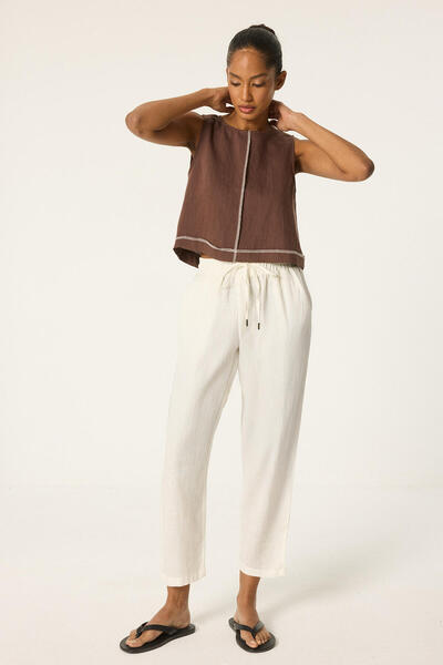 Touché Privé LINEN PANT WITH ELASTIC BELI