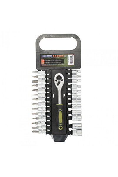 Heinner Set CTSM020 de 27 de piese, cheie cu clichet de 1/4 inch, capete tubu...