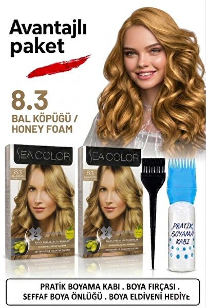 Sea Color Set Saç Boyası 8.3 Bal Köpüğü 2 Li 2 Kutu+Pratik Boya Kabı