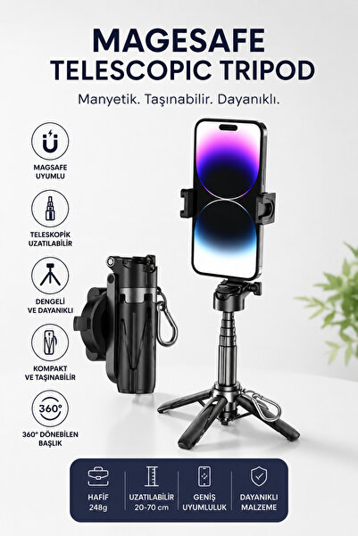 SAYMOND Magsafe Uyumlu Profesyonel Tripod 360 Döner Başlık Hafif Taşınabilir ...