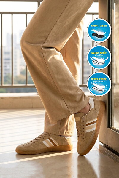 grijak Beige White Lace-Up Flexible Unisex Sports Shoes 015 g