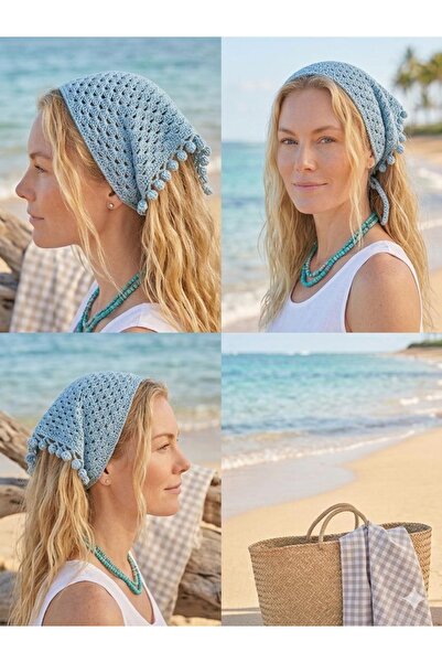 MÜÜ TASARIM Mavi örgü bandana