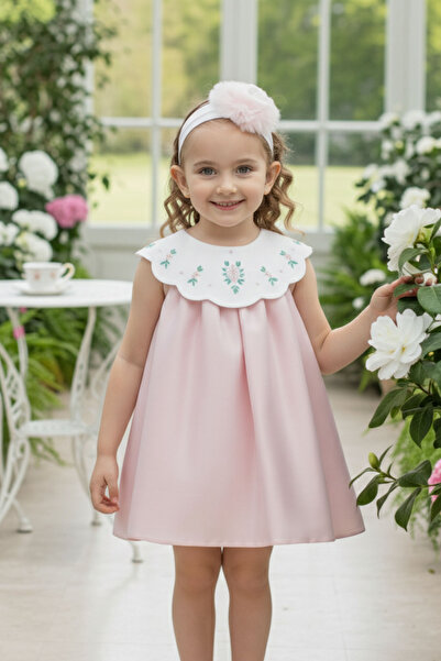 Alesayi_kids العيسائي للاطفال| فستان تركي مع ربطة رأس من 6 الى 24 شهر