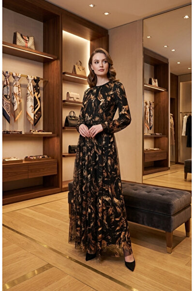 MODA siyah desenli büyük beden elbise