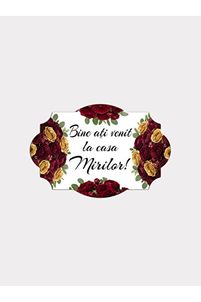 OEM "Welcome to the Bride and Groom's House!" sign, red and gold, 46 × 31 cm