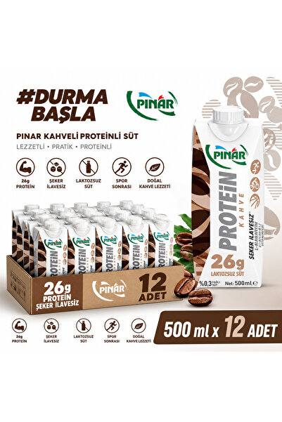Pınar Laktozsuz Kahveli Proteinli Süt 500 ml x 12 adet