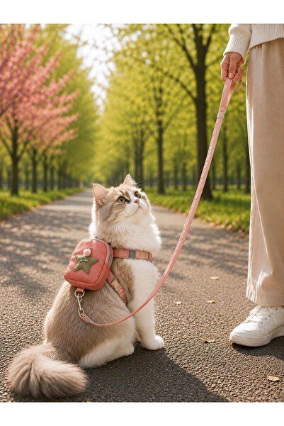 Pawellia Çantalı Kaçış Önleyici Kedi Gezdirme Tasması Ve Küçük Irk Köpek Gezd...