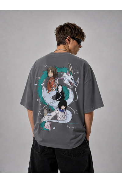 Nulivez Spirited Away Oversize Unisex T-Shirt – Haku, Chihiro & No-Face Anime...