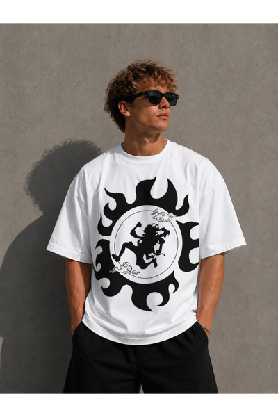 Nulivez One Piece Gear 5 Luffy Oversize Unisex T-Shirt – Sun God Nika Anime P...