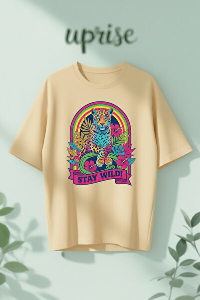 Vordevia Tricou supradimensionat din bumbac cu imprimeu Stay Wild
