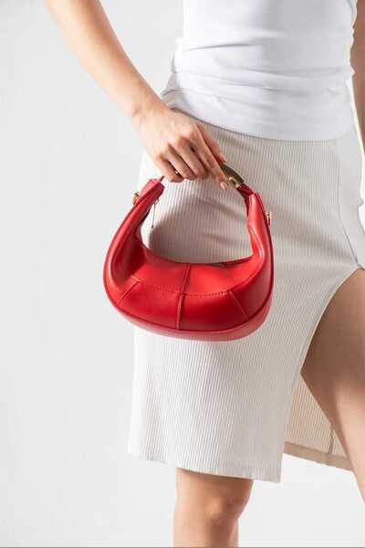 ÖZÜM ÇANTA Emmy Model Women's Hand and Shoulder Crossbody Bag Red