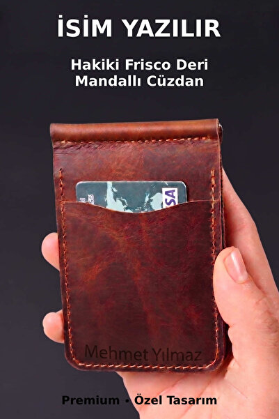 Jewelmim Kahverengi Metal Mandallı Para Tutma Klipsli Gerçek Hakiki Frisco De...