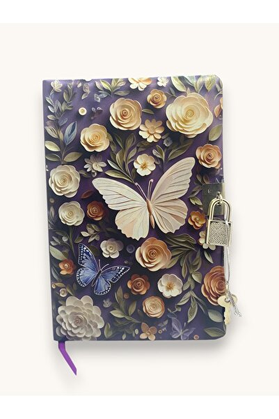 Limmy White Butterfly 3D Look Diary (Daily) Lockable Notebook 80 Sheets
