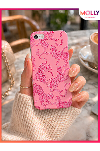 Molly iPhone 5 ve 5S İçin Pink Predator Desenli İçi Kadife Silikon Kılıf