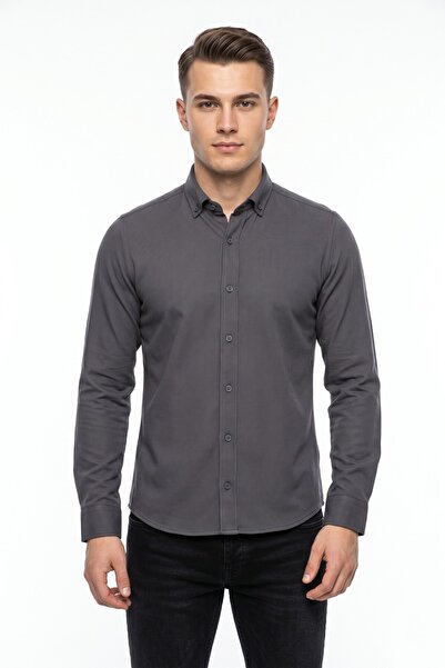 ADVANTE Men's Sport Slim Fit Long Sleeve Honeycomb Textured Shirt Bgl-St05482