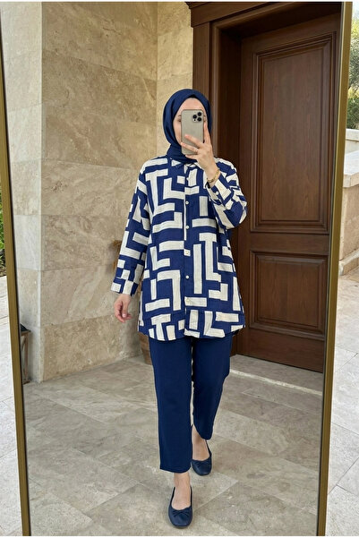 Kirazca Butik Women's Vintage Patterned Comfortable Cut Hijab Tunic (Front 80...