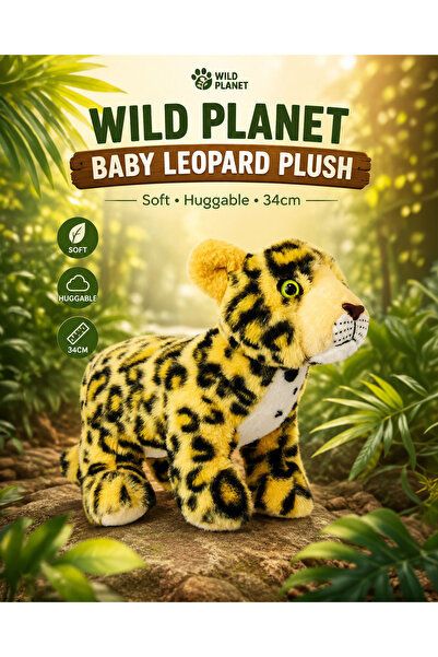 Wild Planet Baby Leopard Plush Toy 34cm Realistic Wild Cat Stuffed Animal Sof...