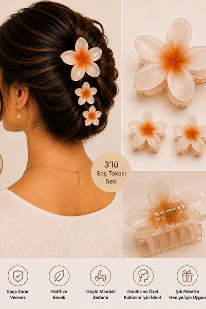 Trend Mix Kids Set of 3 Lotus Flower Hair Clips Mini Latch Clips Transparent ...