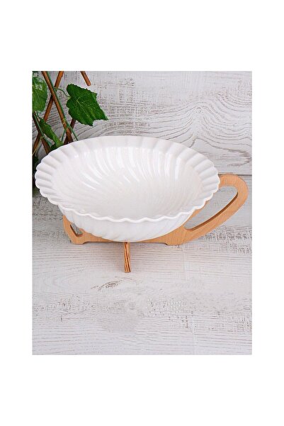 Romans Salad and Presentation Bowl with Wooden Stand and Handle