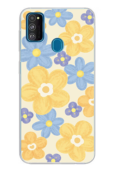 TechTree Samsung Galaxy M30S/M21 Uyumlu Soft Pastel Çiçek Bahçesi Baskılı Sil...